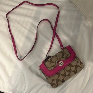 Coach monogram wallet with shoulder strap